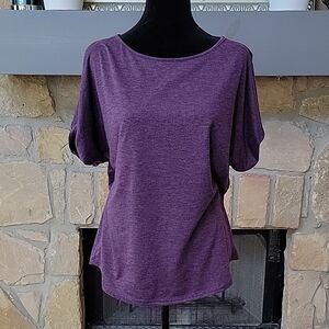 Colette split shoulder blouse, heathered purple, size M